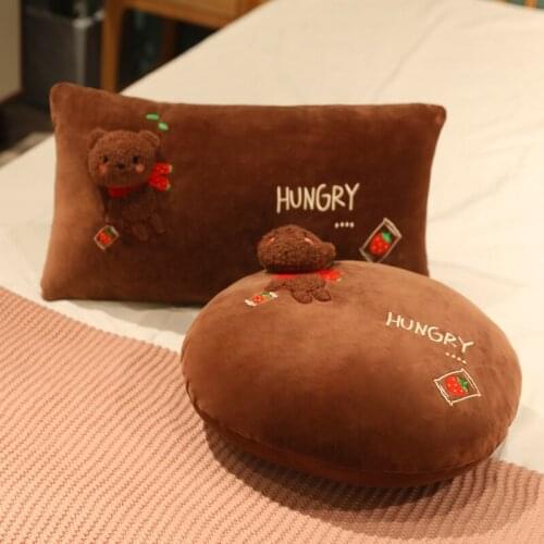 30/50CM Lovely Plush Brown Strawberry Bear Long And Round Cushion Home Deocr Children Toys Best Gifts For Children