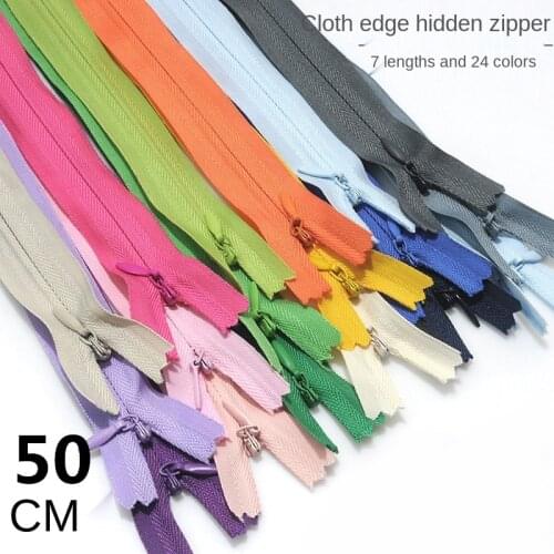 Hidden 50CM Strip Invisible Strip School Bag Zipper Accessories Handmade DIY Decoration Invisible Zippers for Sewing Dresses