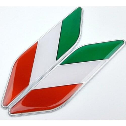 Car Styling Sides sticker Italy Flag New Pair Label 3D 3 Colors Emblem Car Stickers Auto Metal Emblem Italian Flag car-styling