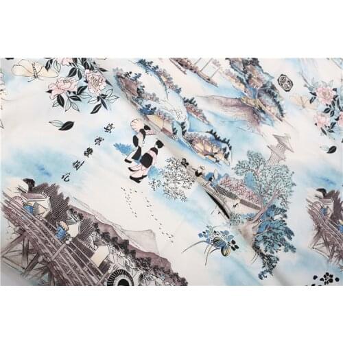 Ancient life map pattern fabric Retro style fabric Calico Printed cotton fabric for DIY Bag 1 order=50cm*140cm