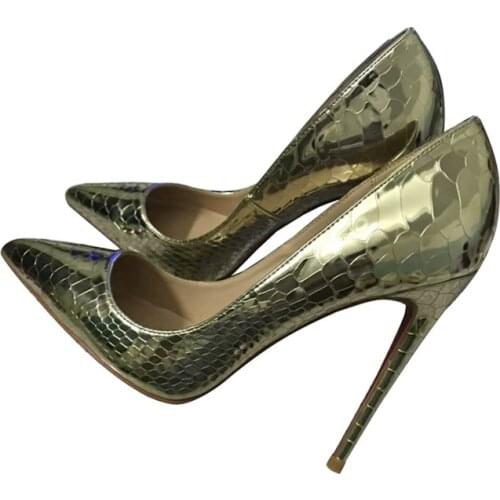 12cm Pumps Sanke Printing Women Shoes Wedding Dress Zapatos Mujer High Heels Sapato Feminino YG012 CHENSIR9