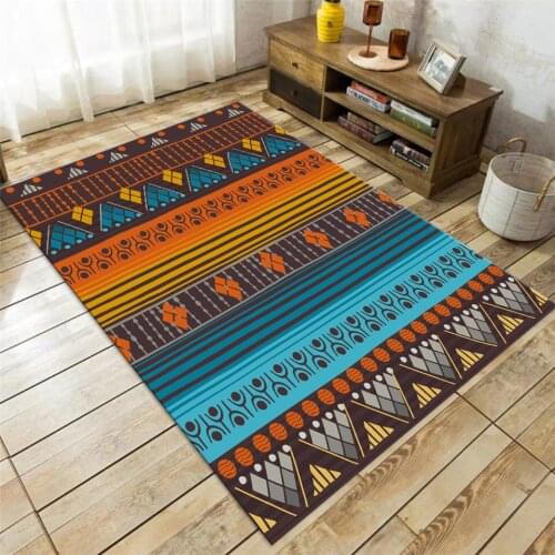 Retro Indian Ethnic Carpet Living Room Coffee Table Floor Rug Bule Brown Yellow Geometric Bedroom Mats Kitchen Carpets Non-slip