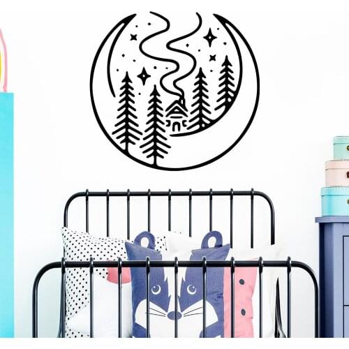 Lovely Nature Moon Stick figure tags Vinyl Wallpaper Roll Furniture Decorative For Living Room Kids Room Wall Decoration