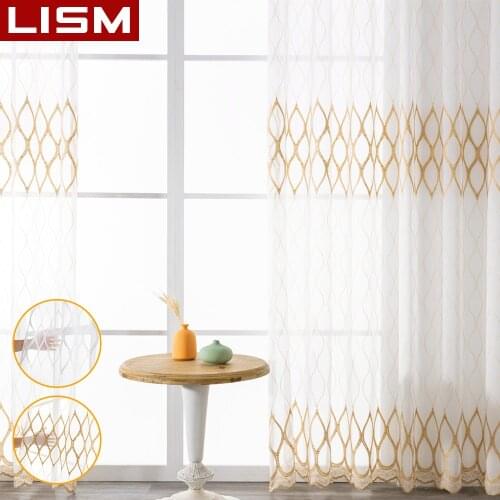 LISM Embroidered Curtain Tulle Curtains for Living Room Decoration Bedroom Curtains for the Room Kitchen Finish Window Treatment