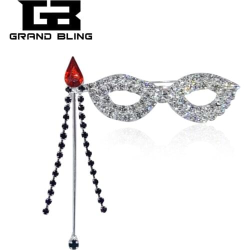 Crystal Mask Brooch Pins Accessories for Party Ladies