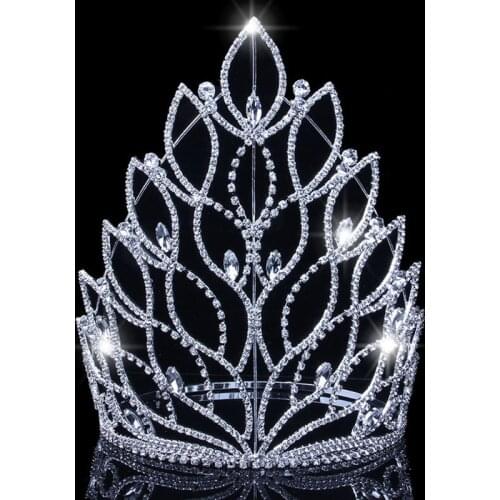 22cm Elegant Bridal Hair Accessories Party Crown For Women Crystal Wedding Crown Leaf Crowns Zircon Hair Jewelry Bride Headdress