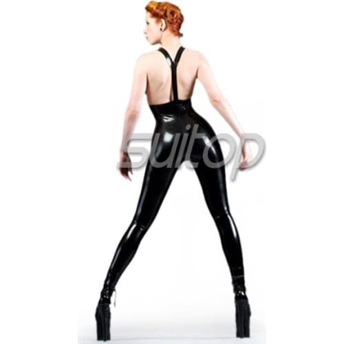 Women 's latex suspender pant sexy rubber leggings without feet