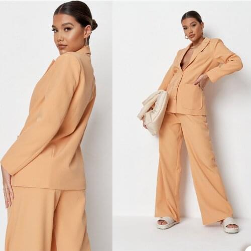 Loose Fashion Women Suits Deep V Neck Single Breasted Pocket Blazer Sexy Office Lady Casual Daily Jacket 2 Pieces