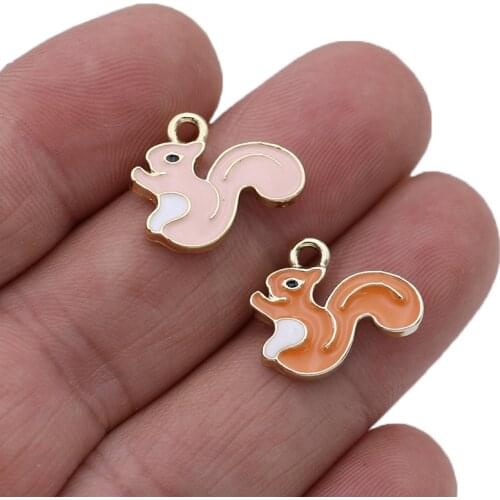 5pcs Enamel Gold Color squirrel Charms Pendant for Jewelry Making Earrings Bracelet Necklace Accessories DIY Craft Findings