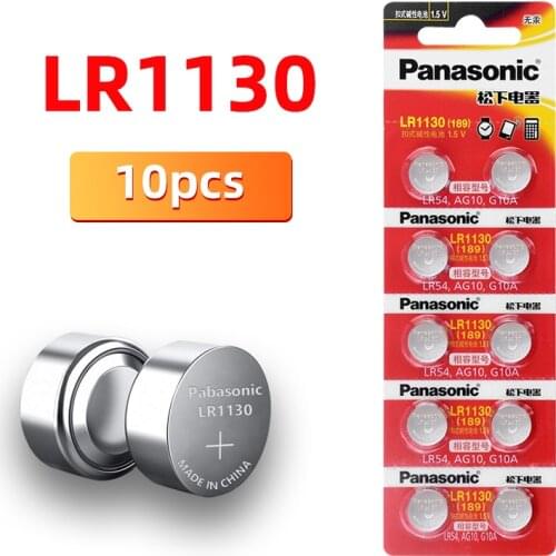 10pcs/lot Panasonic 1.5V AG10 LR1130 Coin Cell Battery Batteries LR 1130 Alkaline AG10 389 LR54 SR54 SR1130W 189 LR1130 Button