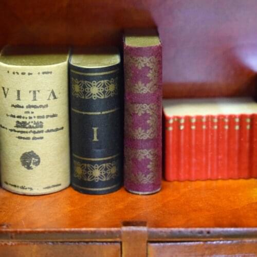 4PCS 1/12 Mini Book Pretend Play Dollhouse Study Room Indoor Decor Miniature Dollhouse Furniture Accessories Toy