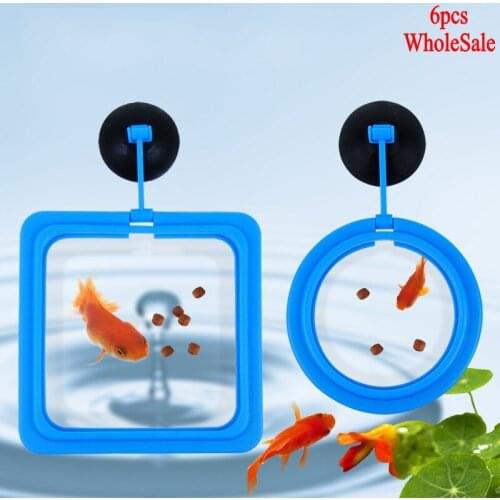 6 PCS Aquarium Fish Tank Fish Food Feeding Automat Plastic Circle Ring Square Feeder Floating Feeder Fish