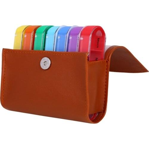 7 days 28 lattice portable rainbow leather packaging pill box medicine storage Organizer Container Case mini Pill Box