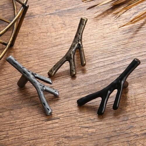 8Pcs Modern Industrial Style Tree Branch Cabinet Handle Kitchen Cupboard Closet Furniture Drawer Pull Knobs,Black Single Hole
