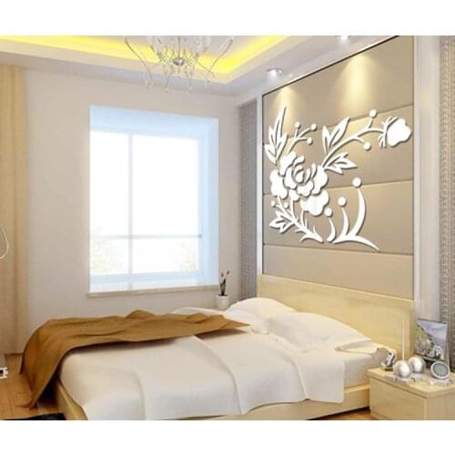 Peony Flower Acrylic 3D wall stickers Entrance living room DIY Art decor Bedroom TV sofa backdrop decoration Waterproof