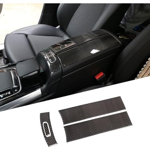 Soft Carbon Fiber Car Center Console Tidying Armrest Box Panel Decoration Trim For Mercedes Benz B GLB Class W247 X247 2019-2020