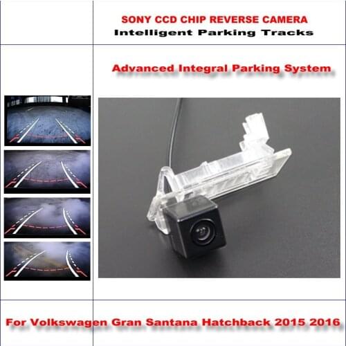 Car Backup Rear Reverse Camera For Volkswagen Gran Santana Hatchback 2015 2016 HD Intelligent Parking Tracks CAM