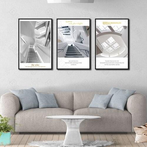 Nordic Decoration Home Cold Color Architecture Geometric Space Art Decoration Painting Sofa Background Wall Decoration