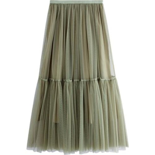 Long Mesh Tiered Skirt 8 Colors Ruffle Elastic Waist Skirts Skirts Tulle Beach Travel for Woman Wedding Bridal Skirt 2021