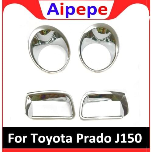 For Toyota Prado FJ150 2014 2015 2016 ABS Chromium Styling Car Front Rear Fog Light Lamp Cover Trim Reflector Garnish Frame
