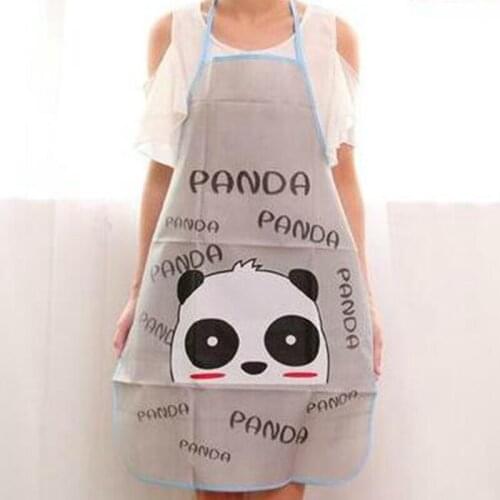 Women Waterproof Cartoon Animals Panda Kitchen Cooking Bib Apron Sleeveless Anti-oil Waist Bib lovely kitchen cooking Accessory