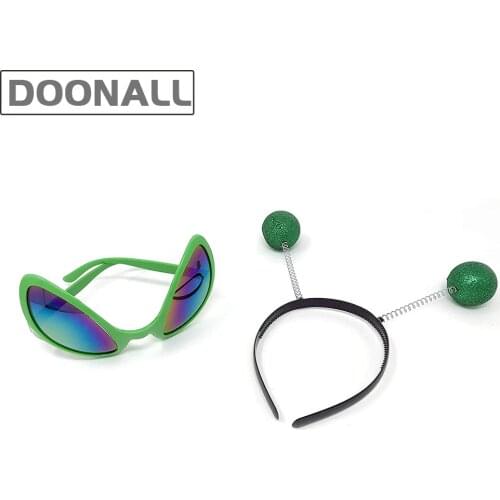 Alien Glasses Martian Headband Set Costume Party Favors Accessories Head Boppers Alien Sunglasses for Adults and Kids