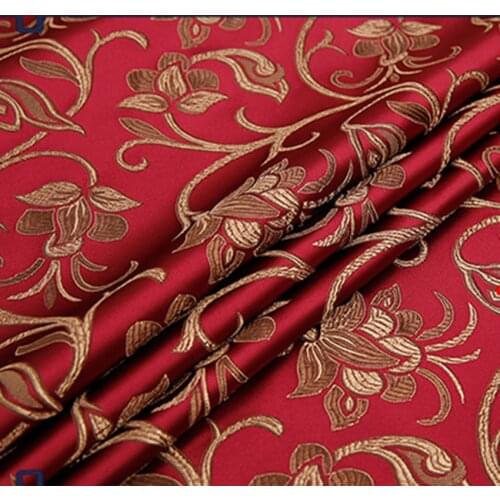 Red retro floral Brocade Fabric Damask Jacquard Apparel Costume Upholstery Furnishing crafts Material cushion fabric 75CM*50CM