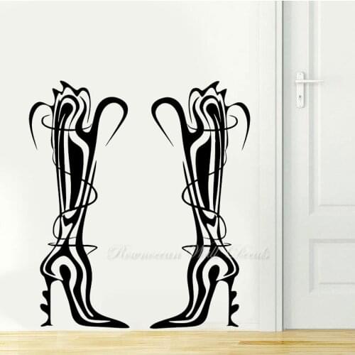 Creative Design Wall Decal Shoes for Girls Shopping Fashion Boots Stylish Shop Window Sticker Vinyl Interior Decor Mural 4813