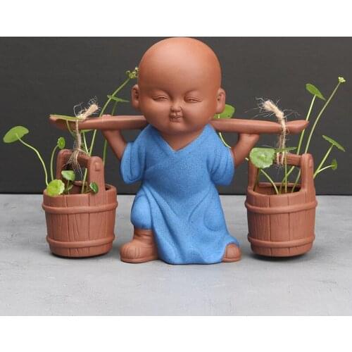 Creative little monk water sprayer home decoration tea table green rose vase ceramic fleshy flowerpot