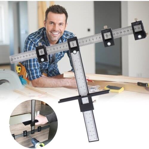 Upgraded Version Hole Locator Handle Punch Locator Drill Guide Woodworking Stainless Steel Adjustable Drilling Hand Tool Sets