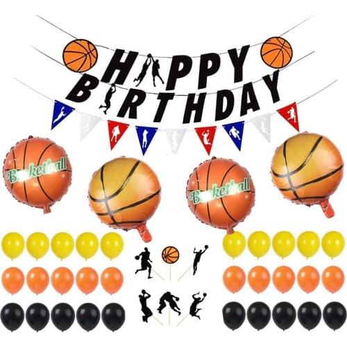 Basketball Party Decoration Supplies Kit Birthday Banner Cake Toppers Basketball Foil Balloons for Sports Birthday