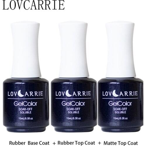 LOVCARRIE 15ML UV Gel Base Coat Top Coat Set Primer Gel Nail Polish Rubber Base Matte No Sticky Topcoat for Nail Art Gel Varnish