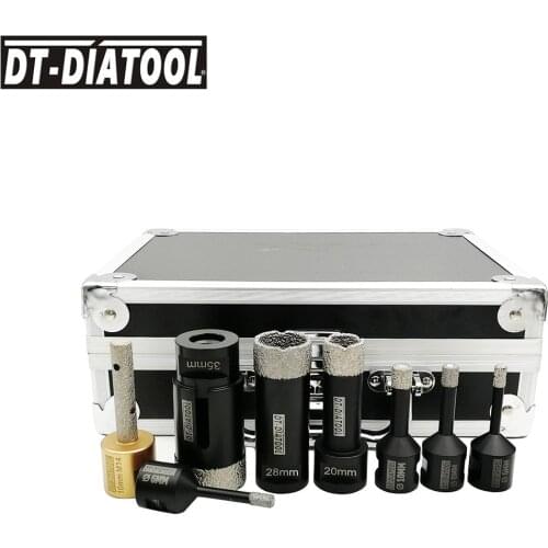 1set boxed Vacuum Brazed Diamond Drill Core Bits Sets M14 or 5/8-11 connection Hole Saw Mixed size plus 3/8" Hex and M14 Adapter