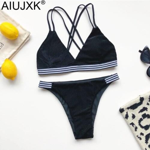 AIUJXK New Arrival 2021 Corduroy Swimwear Women Sexy Biquini Summer Lingerie Bra And Panty Swinsuit 2 Pieces Woman Bathing Suit