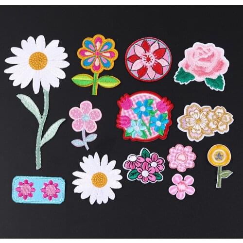 Flower Daisy rose yellow flower Patches Iron On Embroidery Applique For Clothing Patch Badges For DIY Clothes Sewing Craft