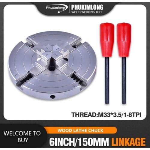 4-jaw self centering wood lathe chuck 6 inch linkage,manual chuck threaded hole fou mini lathe woodworking tool accessories