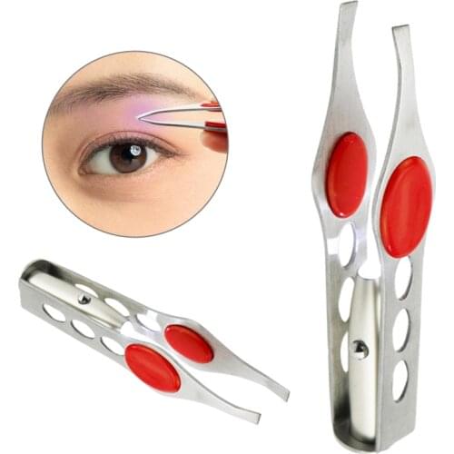 1Pcs Eyebrow Tweezers With LED Light Pro Stainless Steel Eyelash Eyebrow Hair Removal Tweezers Makeup Tool Beauty Hair Remover