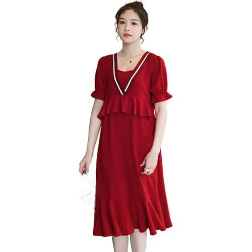 Maternity Dress Summer Clothes for Pregnant Women Clothing Fashion Loose V Neck Dresses Maternity Clothes Pregnancy Dress