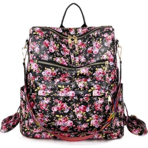 Retro Backpacks printing Shoulder Bag Casual Travel Backpacks big capacity womens back packs fashion PU leather backpacks