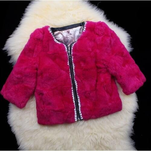 Free shipping new genuine real natural rex rabbit fur coat women short fashion jacket winter fur coat plus size P47