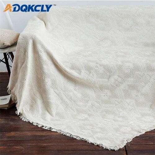 ADQKCLY Nordic Thread Sofa Towel 100% Cotton Tassels Couch Cover throw Blanket for Furniture Air Condition Blankets 130*180cm/pc