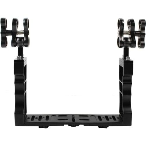 PULUZ Dual Handle Aluminium Diving Tray Stabilizer Rig with Dual Balls Aluminum Alloy Clamp for Underwater Camera Housings Case