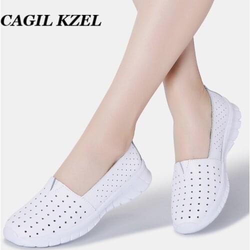 CAGILKZEL 2019 Fashion Shoes Women Sneakers Casual Genuine Leather Shoes Woman Loafer Slip On Shoes For Ladies Moccasins slipony