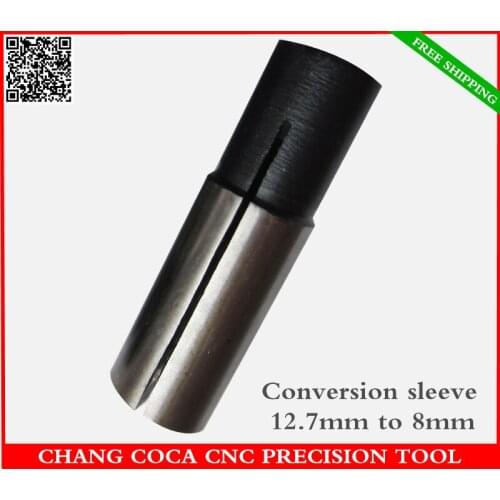 12.7mm to 8mm,Freeshipping CNC solid carbide End Mill conversion sleeve,woodworking router,high Precision Diameter conversion