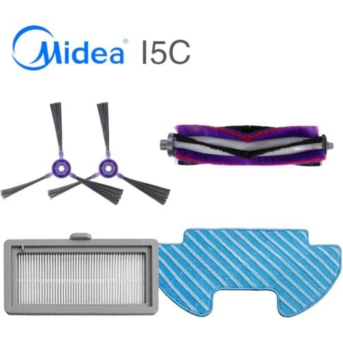 Original Spare Parts Midea I5C Robot Vacuum Cleaner Side Brus 2pcs HEPA Filters 1pcs Mop 1pcs Main Brush 1pcs Main Brush Cover