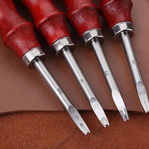 0.8/1.0/1.2/1.5mm DIY Beech Handle Leatherwear Trimming Knife Edge Manual Trimmer Leather Art Spade Edge Rounding Tool Karambit