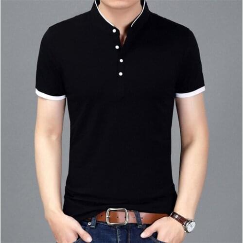 2018 summer new fashion brand clothing t shirt men solid color slim fit short sleeve T-shirt men collar casual shirts