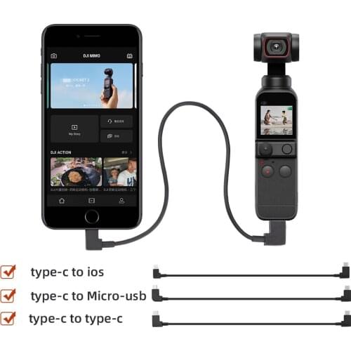 30cm 1m Extension Data Transfer Line Cable for DJI POCKET 2 Camera Type-c/Android/IOS Direct Connection Mobile Phone Accessories