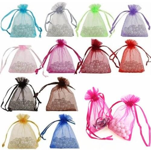 50pcs (Pink) 7x9 9x12 10x15 13x18cm Organza Bags Jewelry Packaging Bags Wedding Party Decoration Drawable Bags Gift Pouches 7Z
