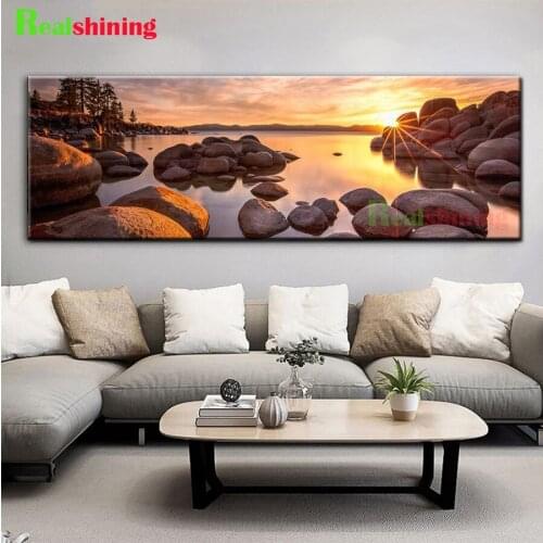 5d diamond painting Sunset riverside scenery stones handmade diy puzzle embroidery mosaic CrossStitch home gifts art large N1626